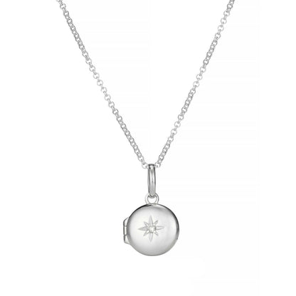 Small Forever Diamond Locket Necklace - Sterling Silver