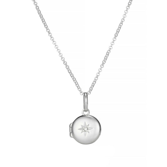 Small Forever Diamond Locket Necklace - Sterling Silver