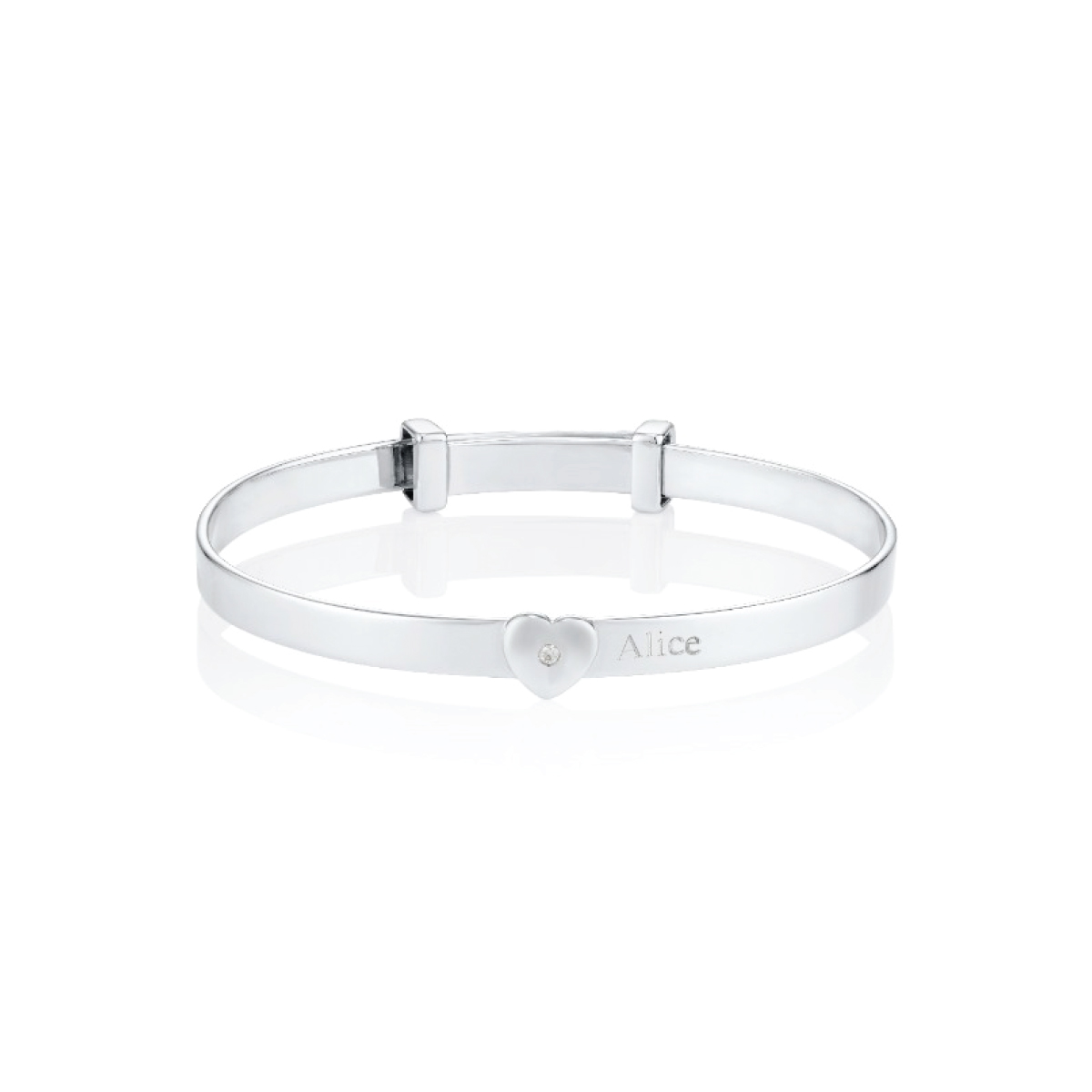Silver Personalised Diamond Baby Bangle - Baby Love