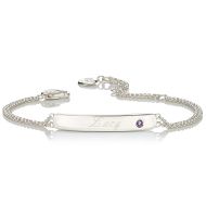 Personalized February Amethyst Birthstone Bracelet