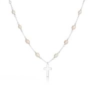 Rosary Pearl And Cross Necklace