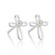 Cherish Pearl Cross Earrings