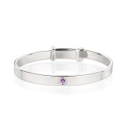 Birthstone Christening Bangle - February