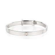 Silver Diamond Baptism Baby Bangle — April Birthstone