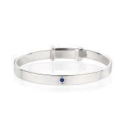 Silver Sapphire Baptism Baby Bangle — September Birthstone