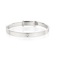 Silver Opal Christening Baby Bangle — October Birthstone