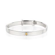 Silver Citrine Baptism Baby Bangle — November Birthstone