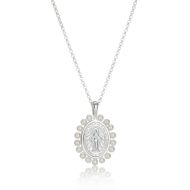 Sterling Silver Freshwater Pearl Miraculous Medal Necklace