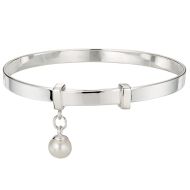 Silver Personalised Christening Baby Bangle — My First Pearl 