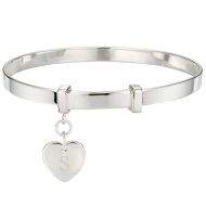 Silver Personalized Love Heart Baby Bangle