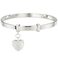 Silver Personalised Love Heart Baby Bangle