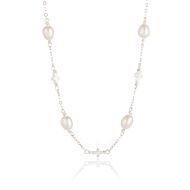 Pearl Station Cross Necklace