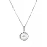 Sterling Silver Forever Diamond Small Round Locket Necklace