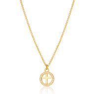 Gold Vermeil White Topaz Halo Cross Necklace