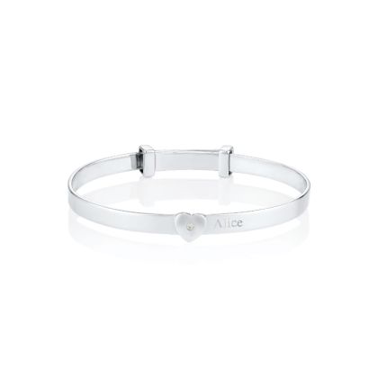 Silver Personalized Diamond Baby Bangle  — Baby Love