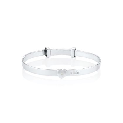 Silver Personalised Diamond Baby Bangle  — Baby Love