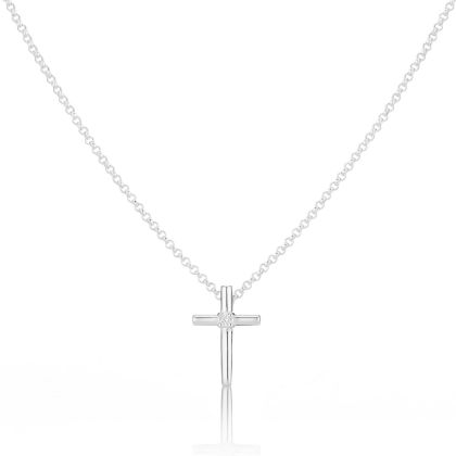 Faith Diamond Rounded Cross Necklace