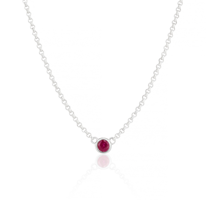 July Ruby Birthstone Necklace