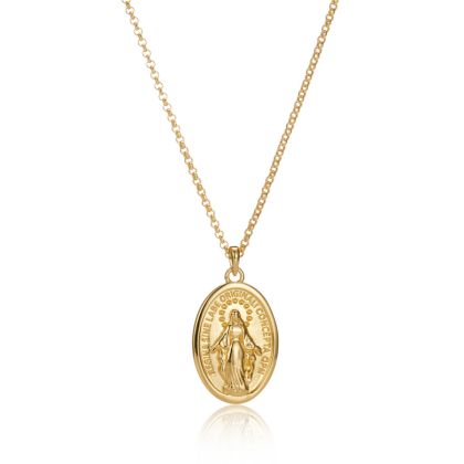 18ct Gold Vermeil Miraculous Mary Watch Over Me Necklace