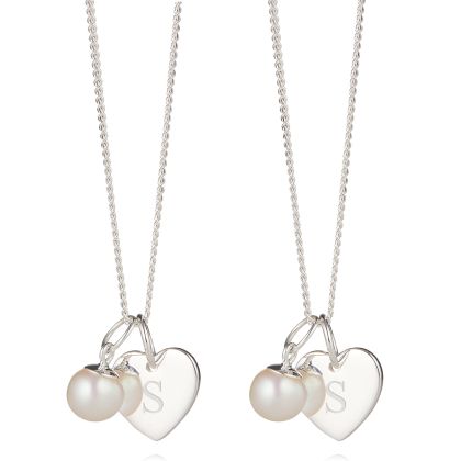 Personalised Girl's First Pearl Heart Necklace Gift Set