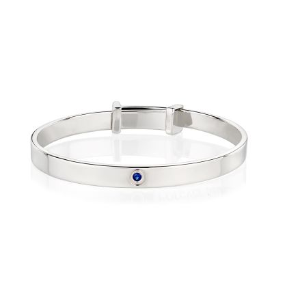 Personalised September Birthstone Christening Bangle