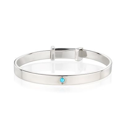 Personalised December Birthstone Christening Bangle