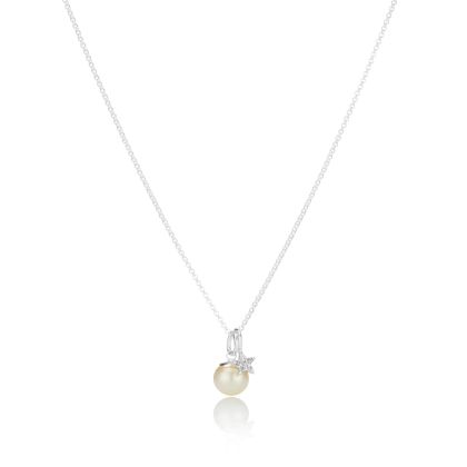 Stellar PavÃ© Diamond & Pearl Necklace