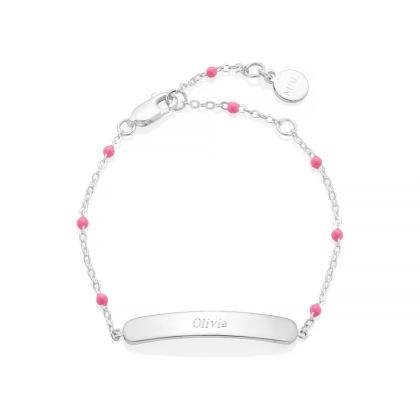 Little Treasure Pink Sterling Silver Identity Bracelet