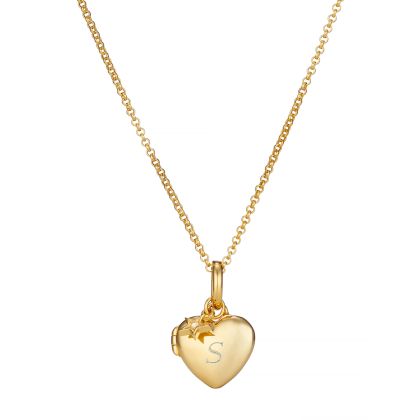 Personalized Gold Vermeil Small Heart ‎Diamond Locket Necklace