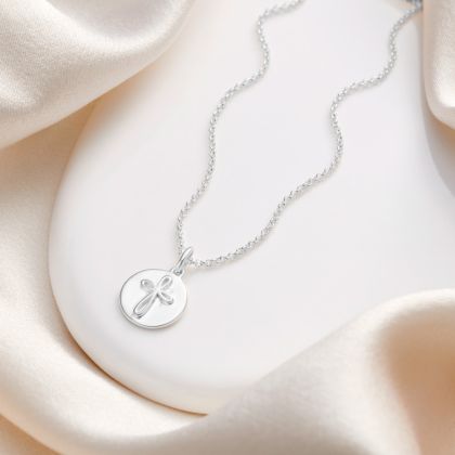 Personalized Sterling Silver Cherish Disc Necklace