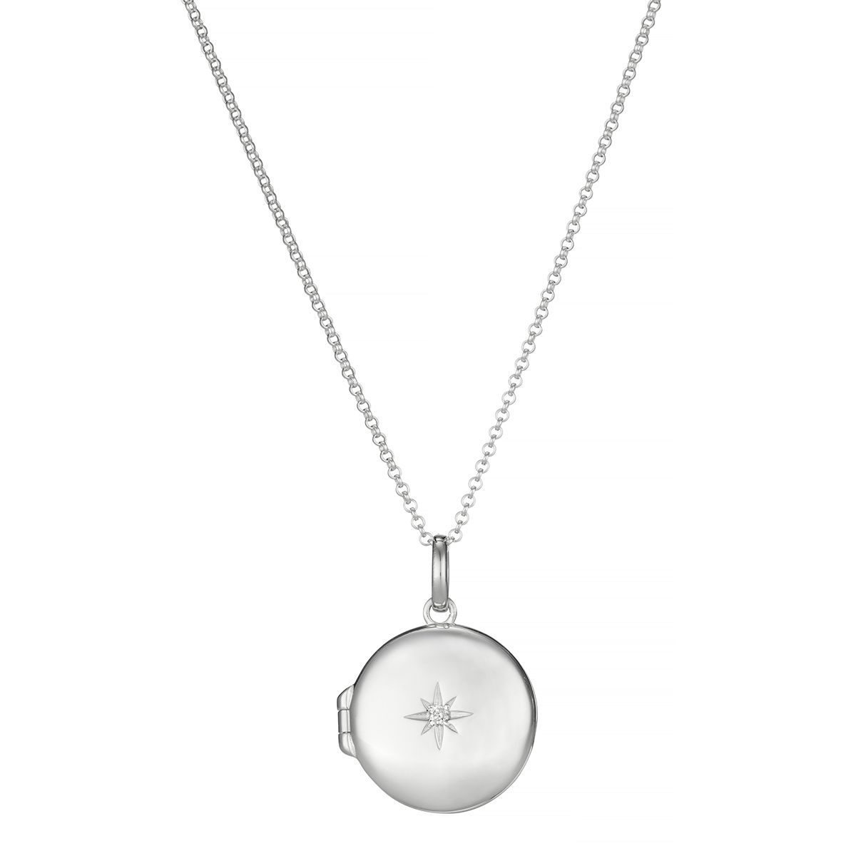 Sterling Silver Forever Diamond Large Locket Necklace