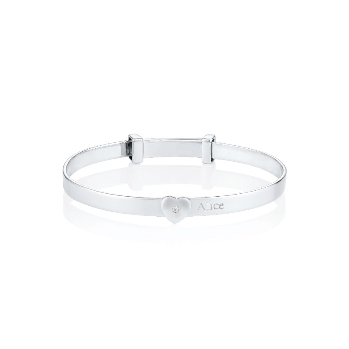 Silver Personalized Diamond Baby Bangle — Baby Love