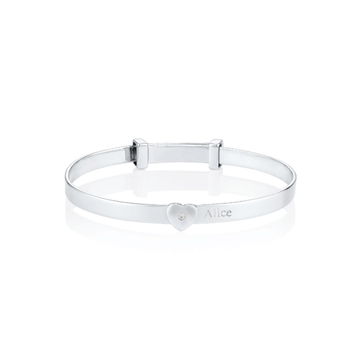 Silver Personalised Diamond Baby Bangle — Baby Love