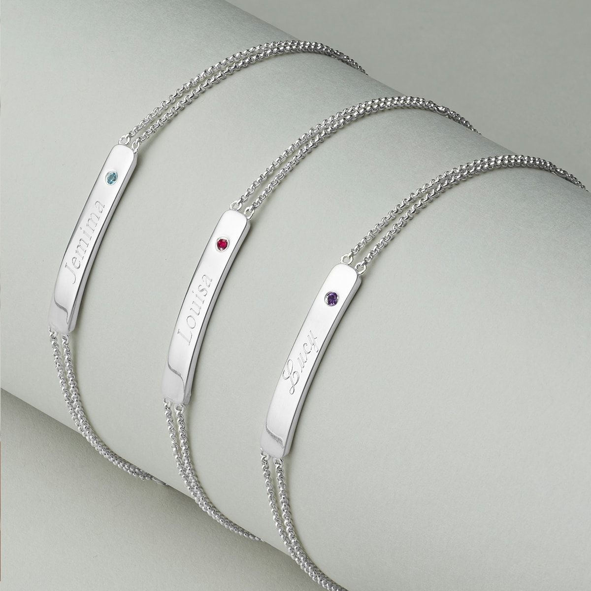 Personalized March Aquamarine Birthstone Bracelet