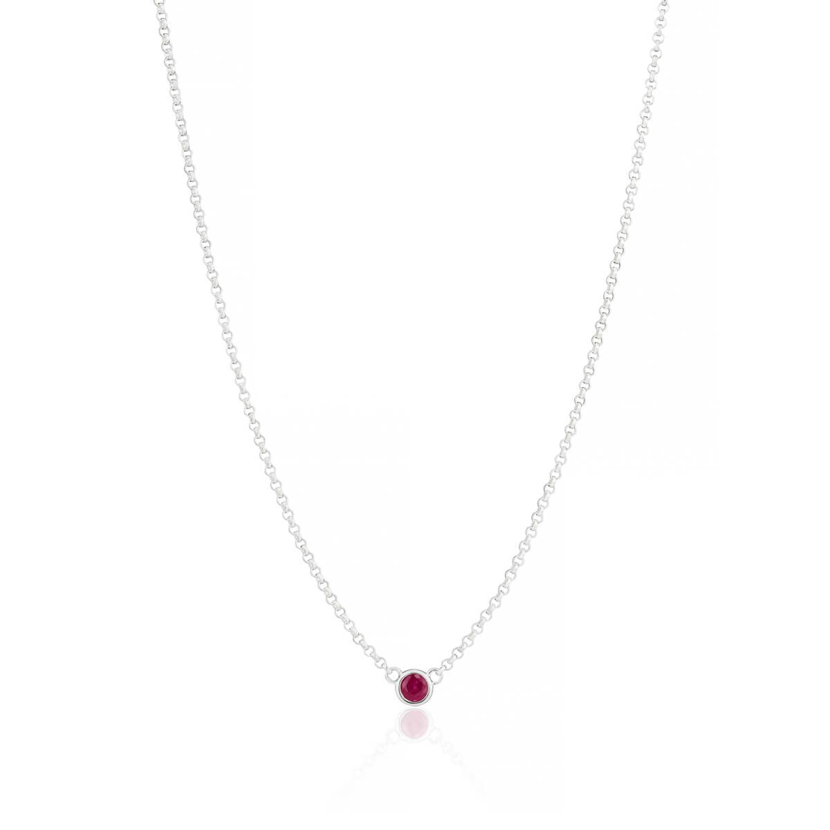 July Ruby Birthstone Necklace