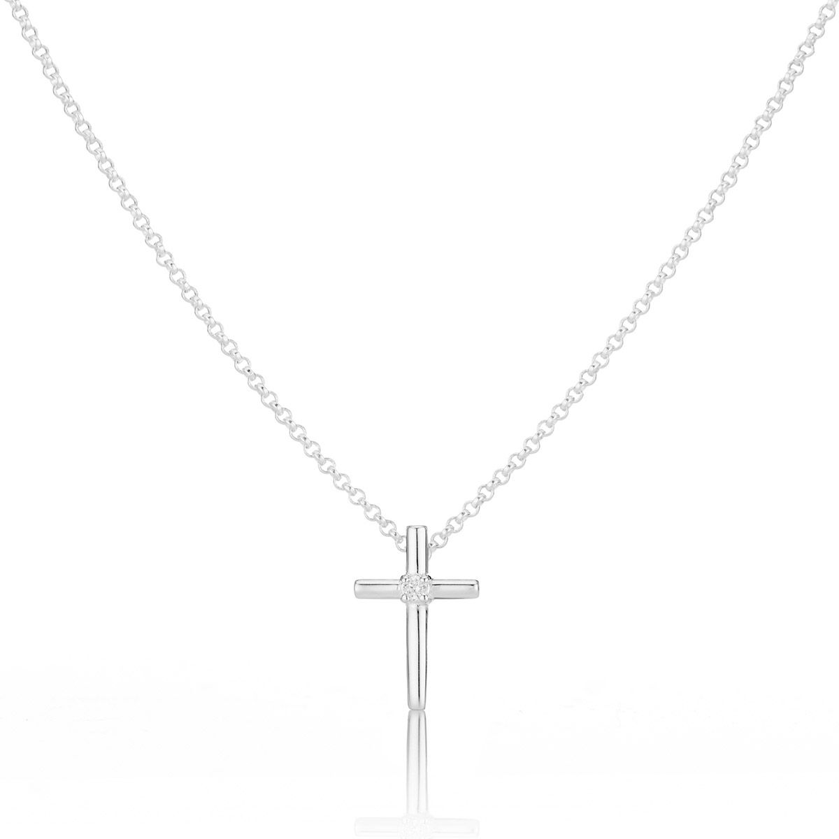 Faith Diamond Rounded Cross Necklace