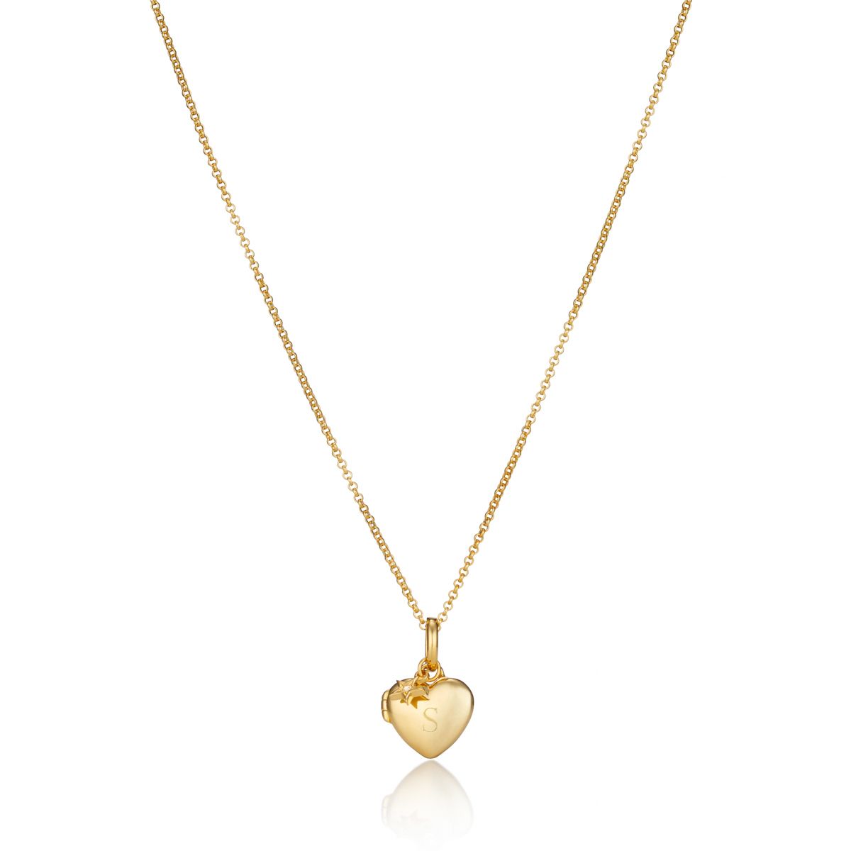 Personalized Gold Vermeil Small Heart ‎Diamond Locket Necklace