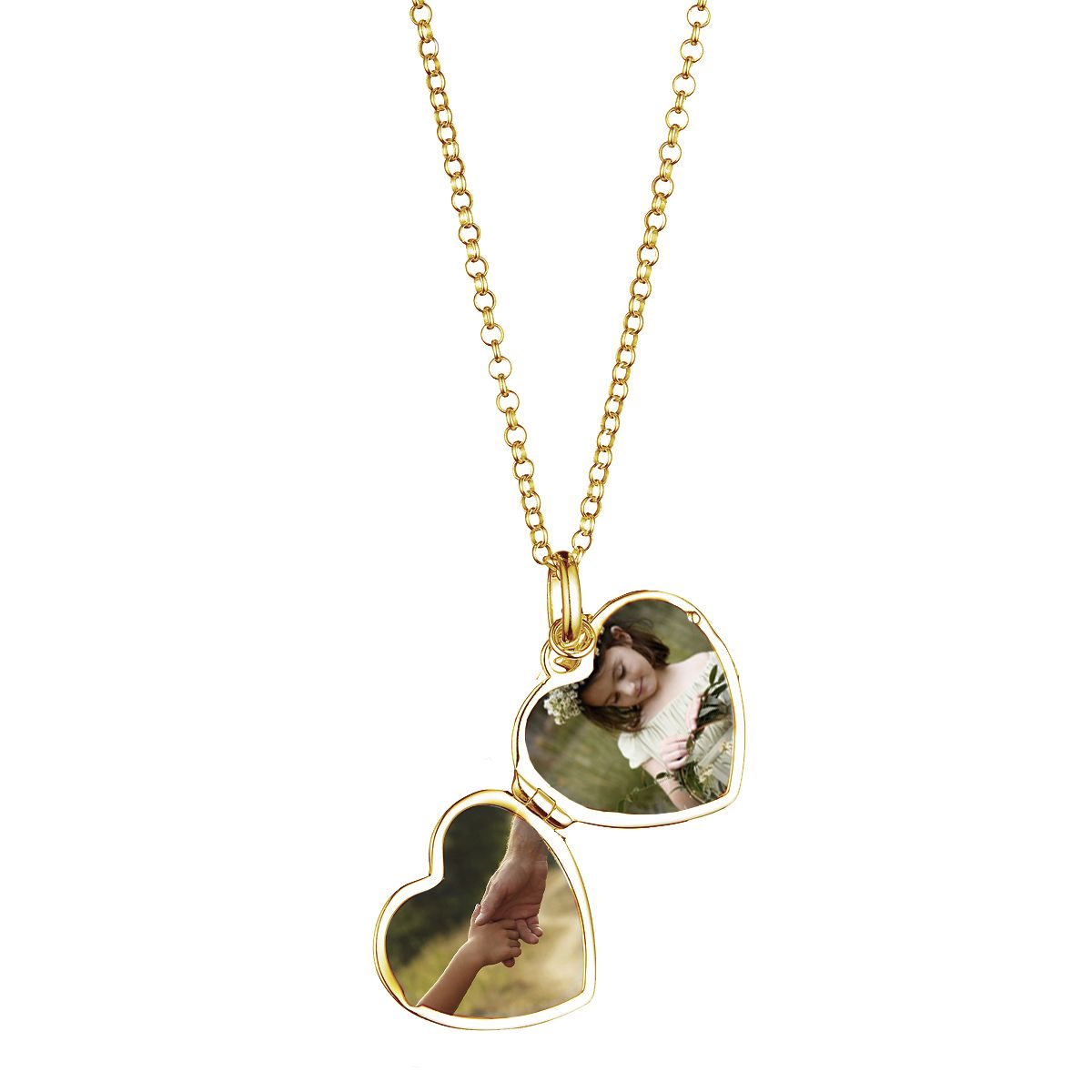 Personalized Gold Vermeil Small Heart ‎Diamond Locket Necklace