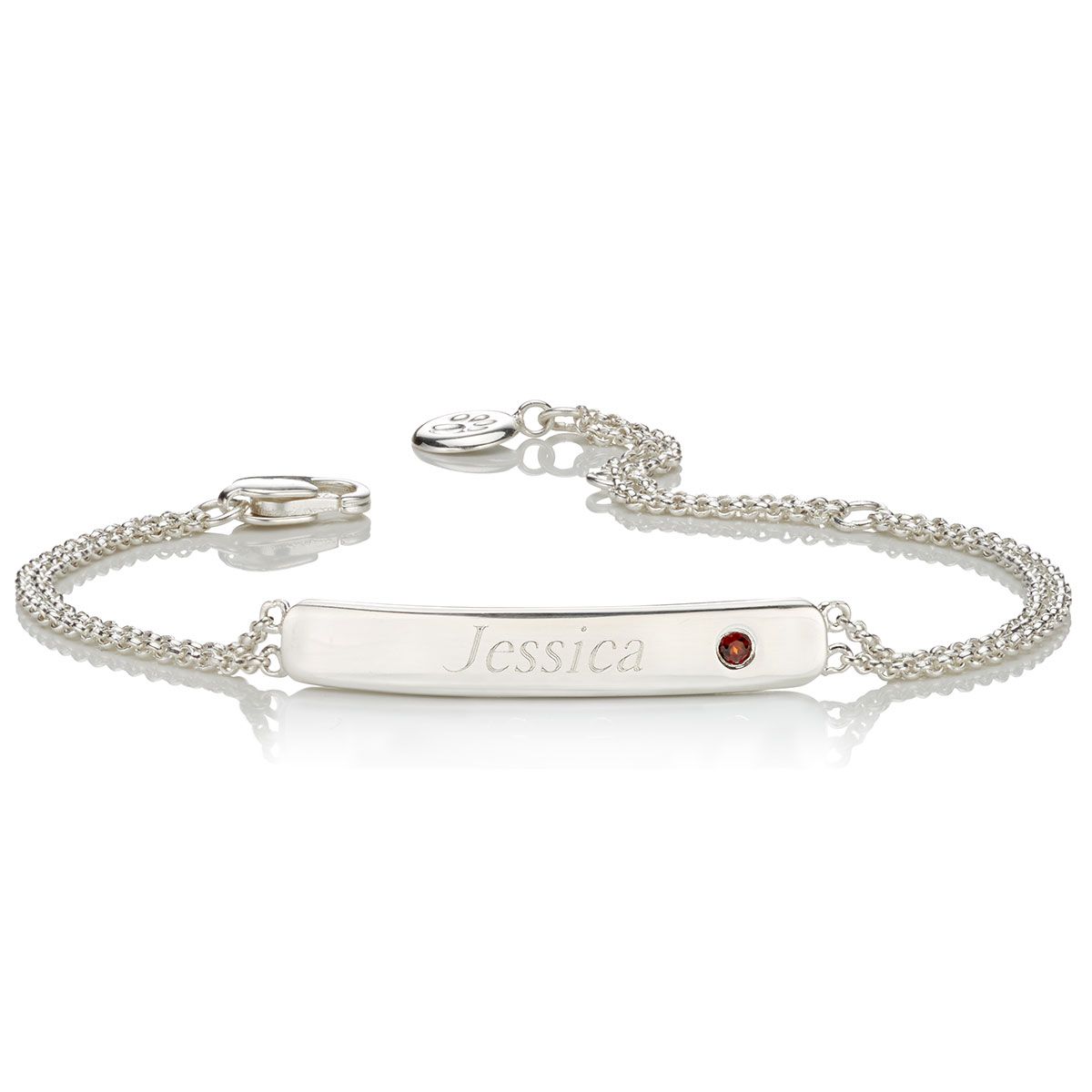 Personalized January Garnet Birthstone Bracelet