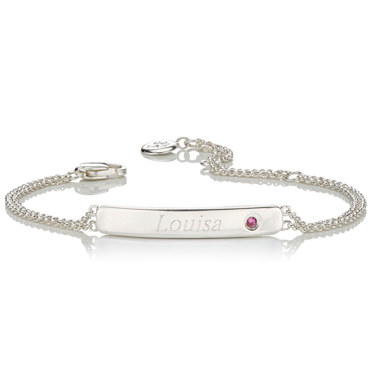 Personalized July Ruby Birthstone Bracelet