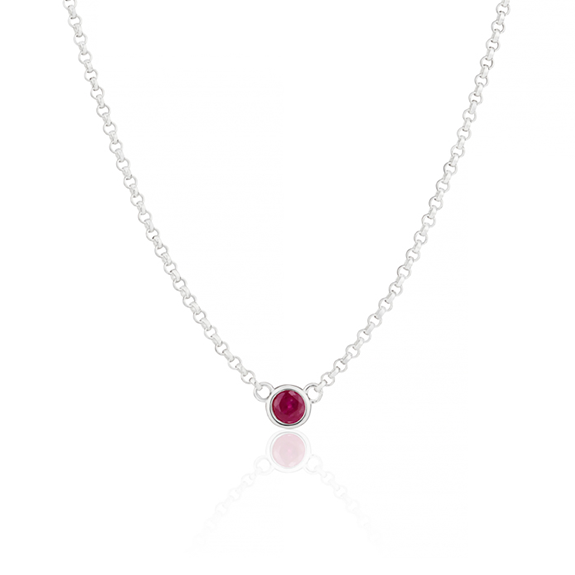 July Ruby Birthstone Necklace