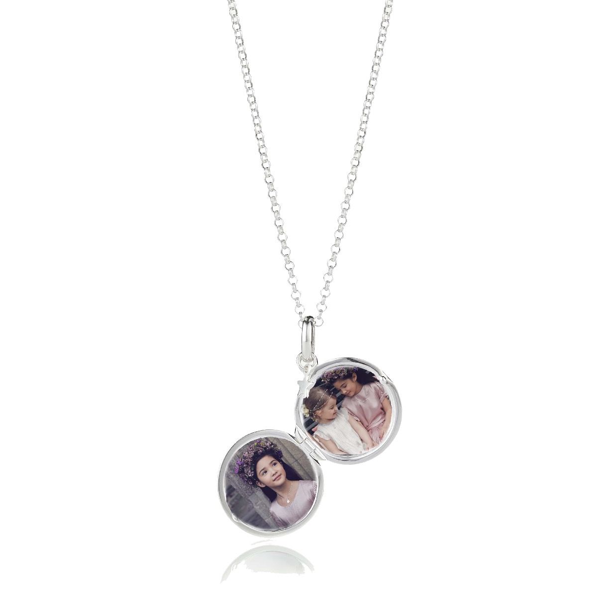 Sterling Silver Forever Diamond Small Round Locket Necklace