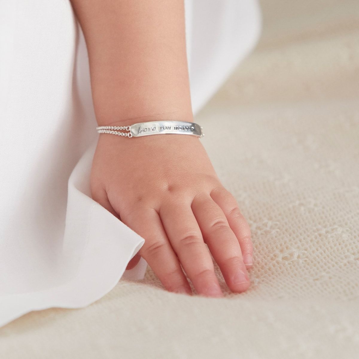 Babies First Silver Diamond Christening Bracelet