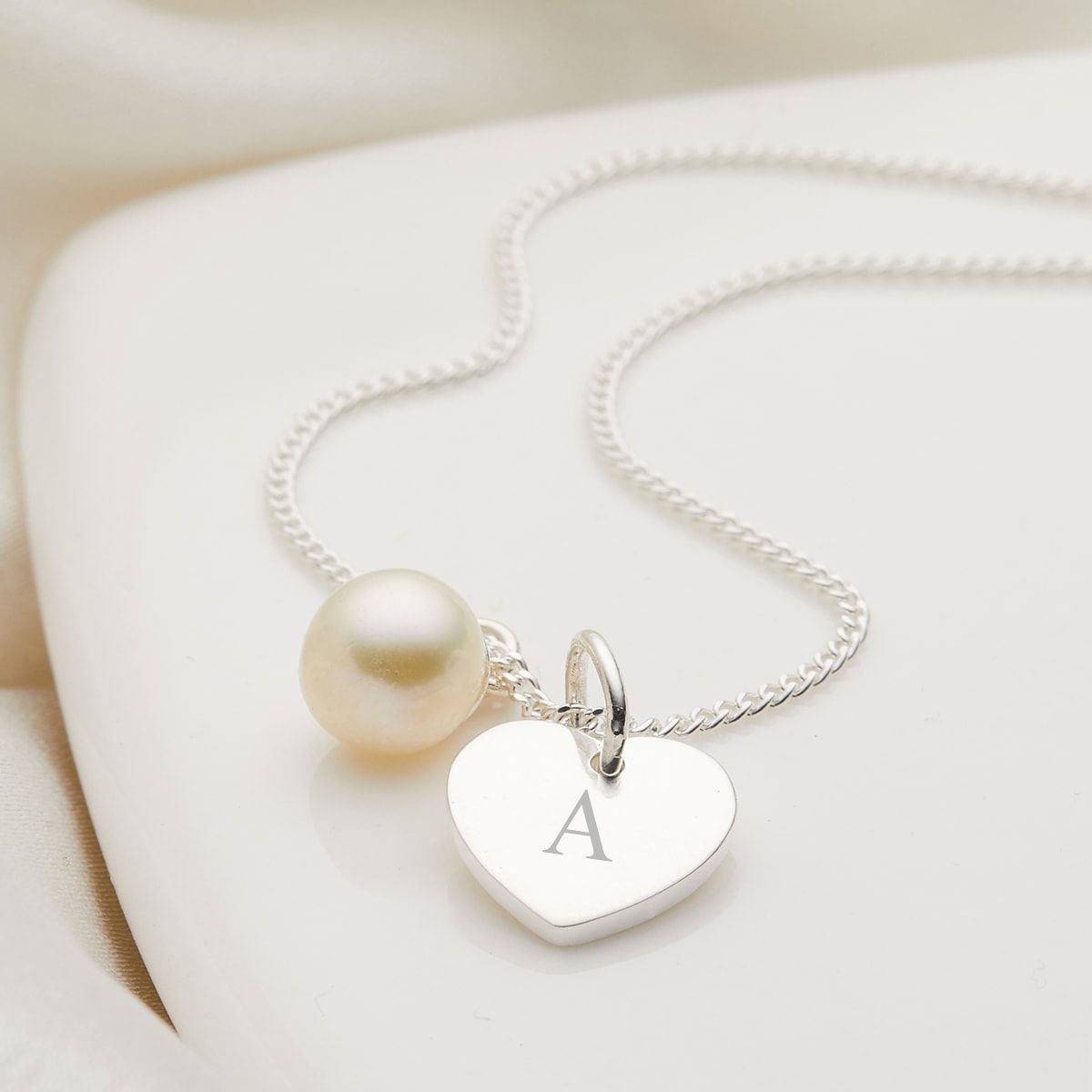 Personalized My First Pearl Heart Necklace