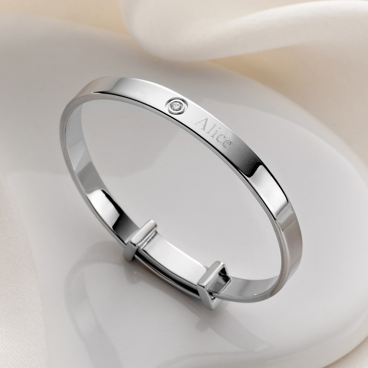 White gold cheap christening bracelet