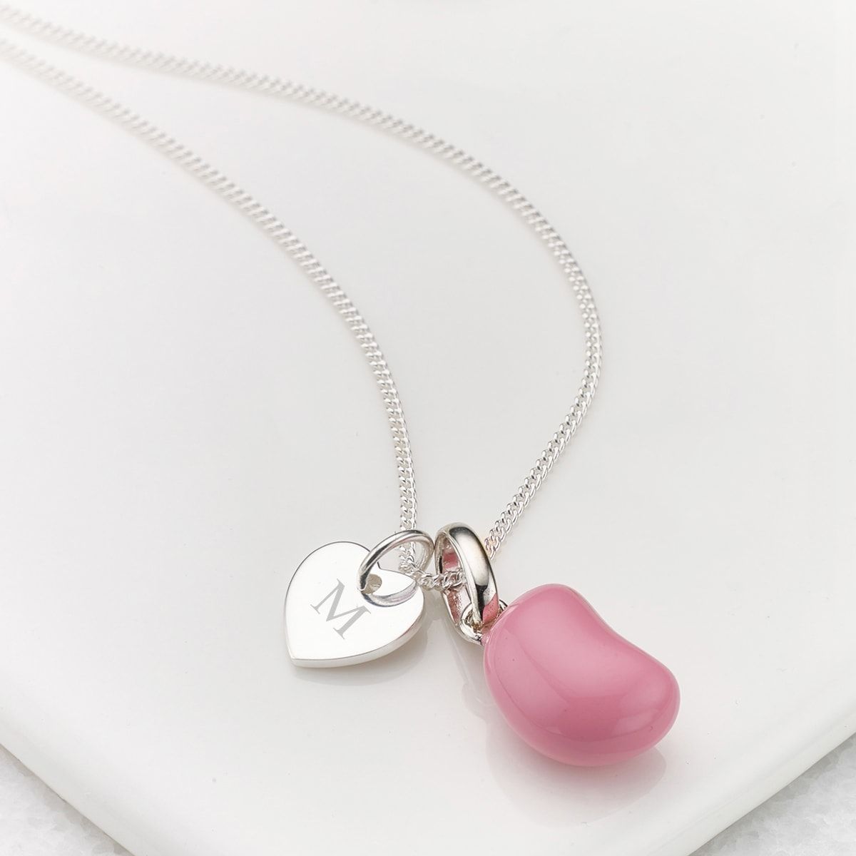 Personalized Strawberry Jelly Bean Heart Necklace