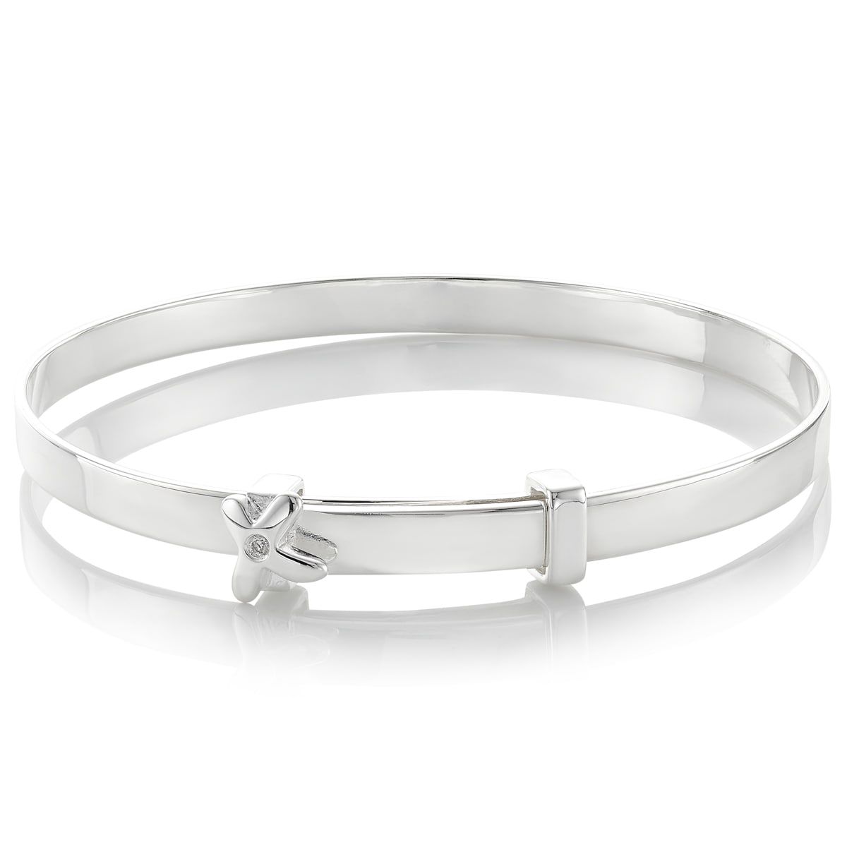 Silver Kiss Christening Baby Bangle — My First Diamond