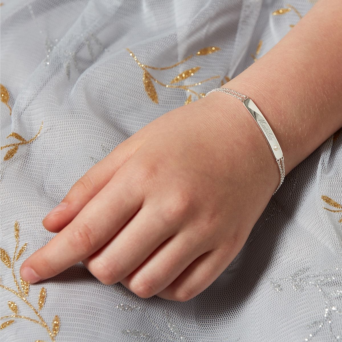 Personalized June Pearl Birthstone Bracelet