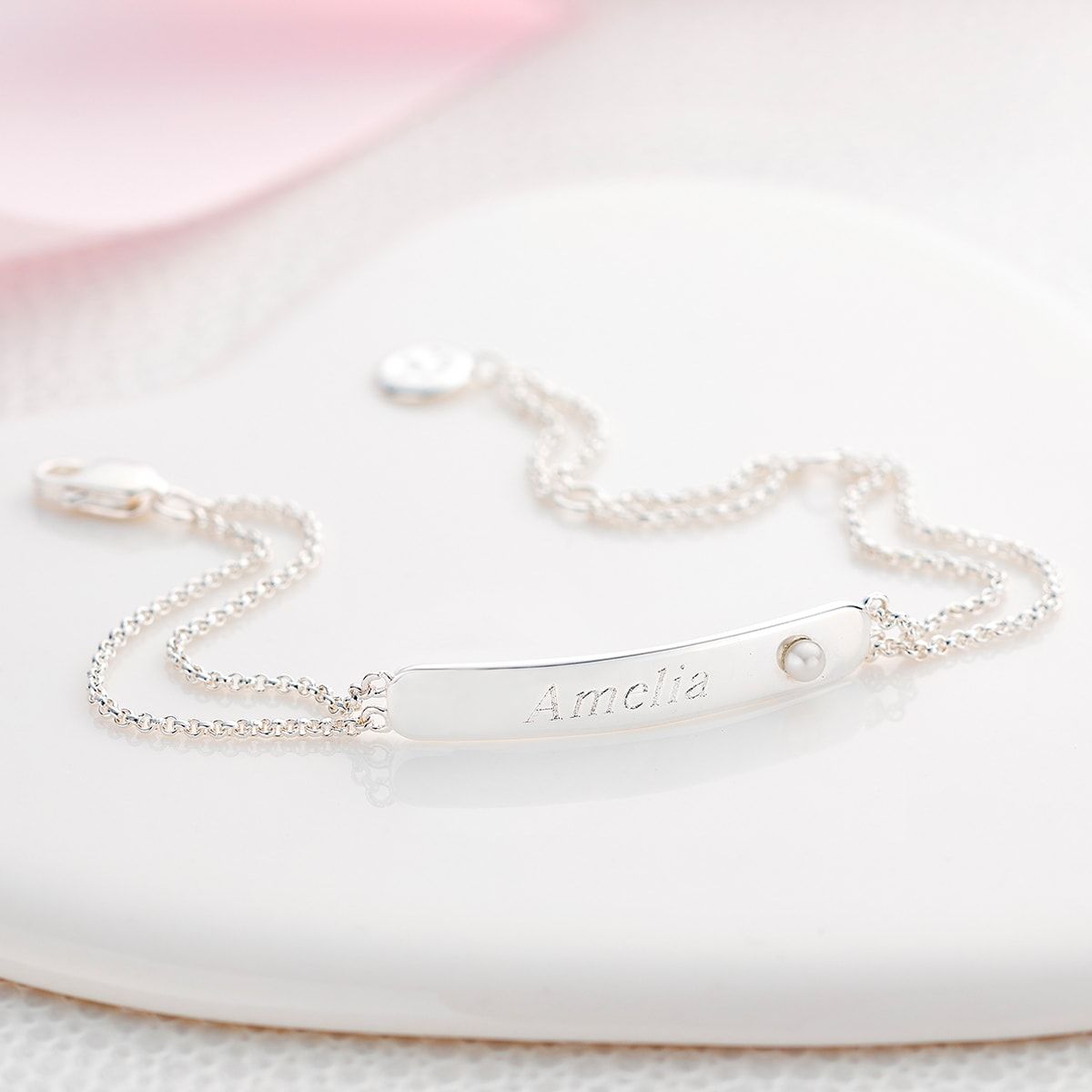 Personalised Pearl June Birthstone Bracelet