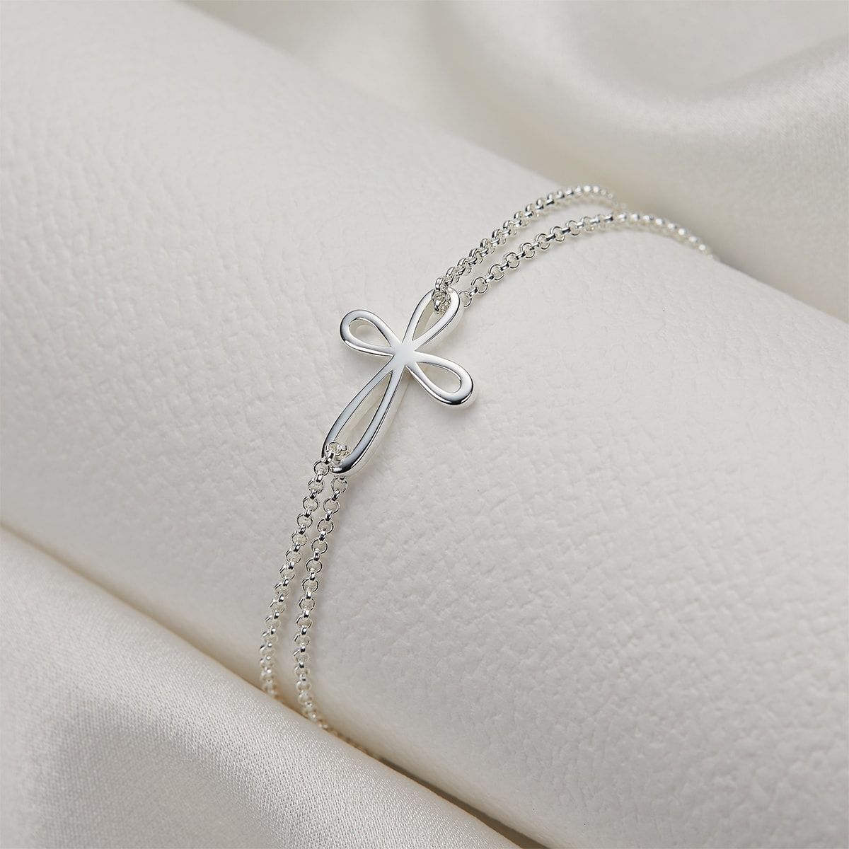 Silver cross bracelets top